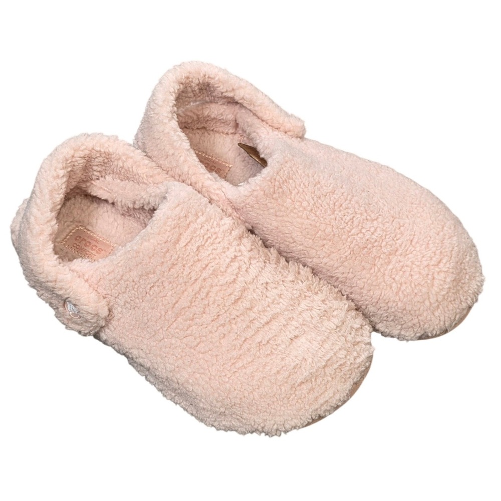 Crocs Classic Faux Fur Luxe Slippers Women's Size 8 Pink Sherpa Slip On  Slipper